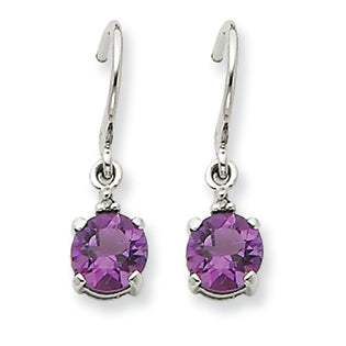 1.5 Carat 14K White Gold Amethyst & Diamond Dangle Earrings