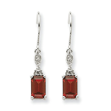 1.4 Carat 14K White Gold Garnet & Diamond Dangle Earrings