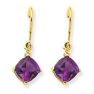 1.8 Carat 14K Gold Amethyst & Diamond Dangle Earrings