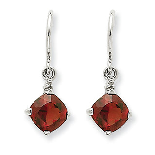 2.4 Carat 14K White Gold Garnet & Diamond Dangle Earrings