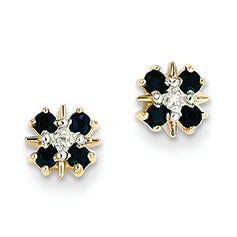 0.4 Carat 14K Gold Blue Sapphire & Diamond Post Earrings