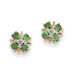 0.3 Carat 14K Gold Emerald & Diamond Post Earrings
