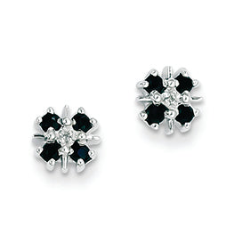 0.4 Carat 14K White Gold Blue Sapphire & Diamond Post Earrings