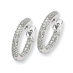 0.6 Carat 14K White Gold Diamond Hinged Hoop Earrings