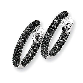 0.5 Carat 14K White Gold Black Diamond Hinged Hoop Earrings