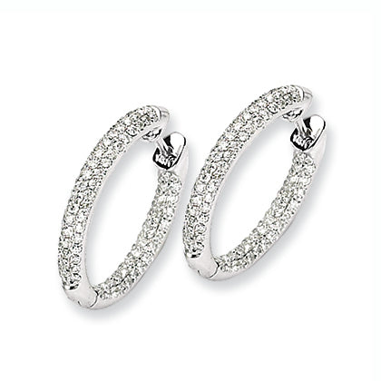 0.9 Carat 14K White Gold Diamond 20mm Hinged Hoop Earrings