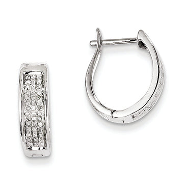 0.2 Carat 14K White Gold Diamond Hinged Oval Hoop Earrings