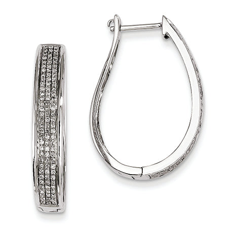 0.5 Carat 14K White Gold Diamond Hinged Oval Hoop Earrings