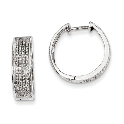 0.4 Carat 14K White Gold Diamond Hinged Round Hoop Earrings