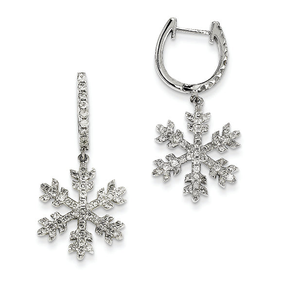 1 Carat 14K White Gold Diamond Snowflake Earrings
