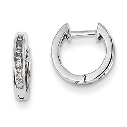 0.1 Carat 14K White Gold Diamond Huggie Hoop Earrings