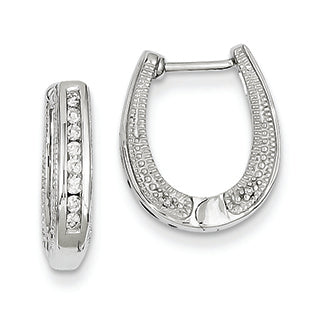 0.2 Carat 14K White Gold Diamond Hinged Hoop Earrings