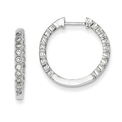 0.5 Carat 14K White Gold Diamond Hinged Hoop Earrings