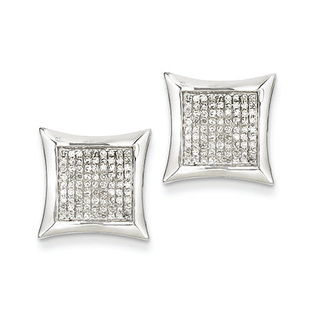 0.5 Carat 14K White Gold Diamond Small Square Bezel Post Earrings