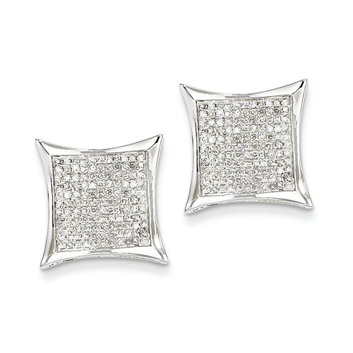0.7 Carat 14K White Gold Diamond Medium Square Bezel Post Earrings
