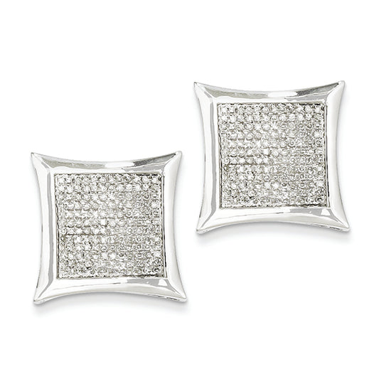 1 Carat 14K White Gold Diamond Large Square Bezel Post Earrings