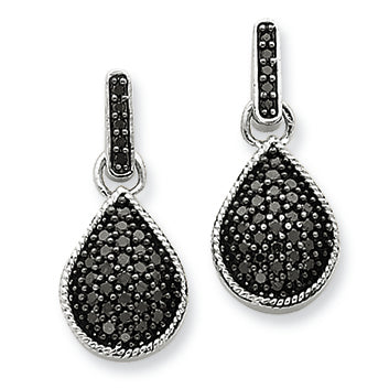0.5 Carat 14K White Gold Black Diamond Teardrop Dangle Post Earrings
