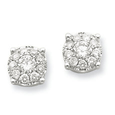 0.6 Carat 14K White Gold Flower Diamond Post Earrings