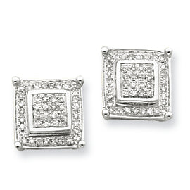 0.3 Carat 14K White Gold Diamond Small Double Square Bezel Post Earrings