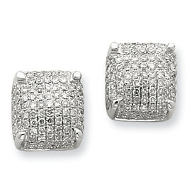 1 Carat 14K White Gold Diamond Medium Cube Post Earrings