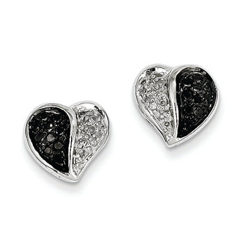 0.3 Carat 14K White Gold Black & White Diamonds Heart Post Earrings