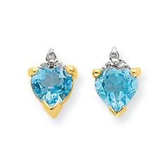 1.1 Carat 14K Gold & Rhodium Marquise Heart Blue Topaz & Diamond Post Earrings
