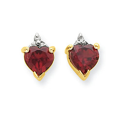 1.2 Carat 14K Gold & Rhodium Marquise Heart Garnet & Diamond Post Earrings