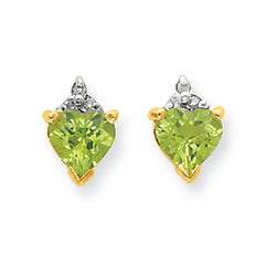 1 Carat 14K Gold & Rhodium Marquise Heart Peridot & Diamond Post Earrings