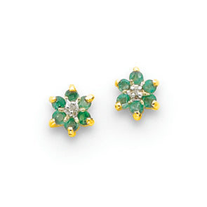 0.3 Carat 14K Gold & Rhodium Round Emerald & Diamond Post Earrings