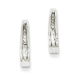 0.1 Carat 14K White Gold Diamond J-Hoop Post Earrings