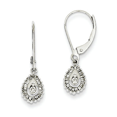 0.3 Carat 14K White Gold Diamond Leverback Earrings