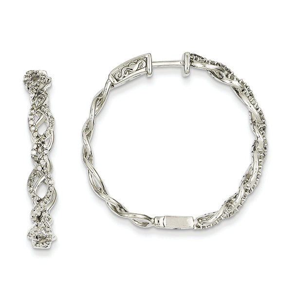 0.5 Carat 14K White Gold Diamond Hinged Hoop Earrings