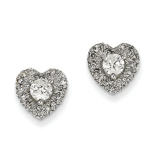 0.6 Carat 14K White Gold Diamond Heart Post Earrings