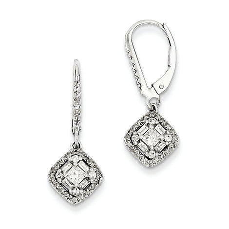 0.5 Carat 14K White Gold Diamond Leverback Earrings