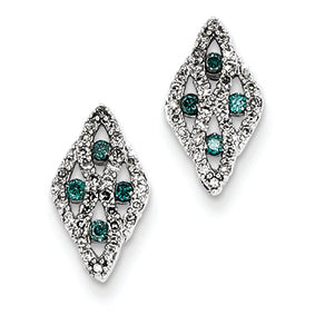 0.3 Carat 14K White Gold w/ Blue and White Diamond Post Earrings