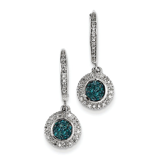 0.5 Carat 14K White Gold w/ Blue and White Diamond Loverback Earrings