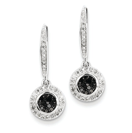0.6 Carat 14K White Gold w/ Black and White Diamond Loverback Earrings