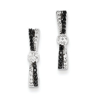 0.3 Carat 14K White Gold w/ Black and White Diamond J-Hoop Post Earrings