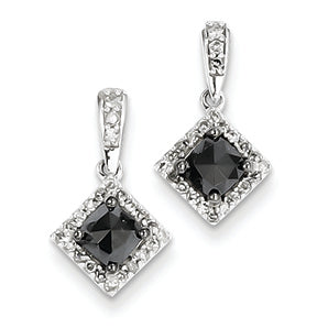 1.1 Carat 14K White Gold w/ Black and White Diamond Post Dangle Earrings