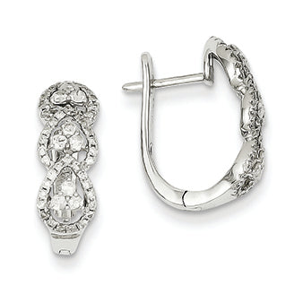 0.5 Carat 14K White Gold Diamond Heart Pattern Hinged Hoop Earrings