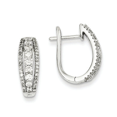 0.9 Carat 14K White Gold Diamond Three Row Hinged Hoop Earrings