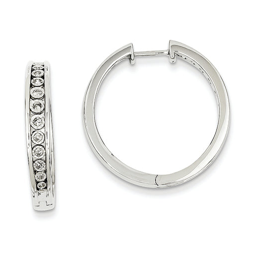 0.3 Carat 14K White Gold Diamond Hinged Hoop Earrings