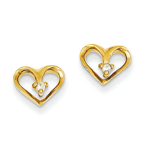 14K Gold Diamond heart earring