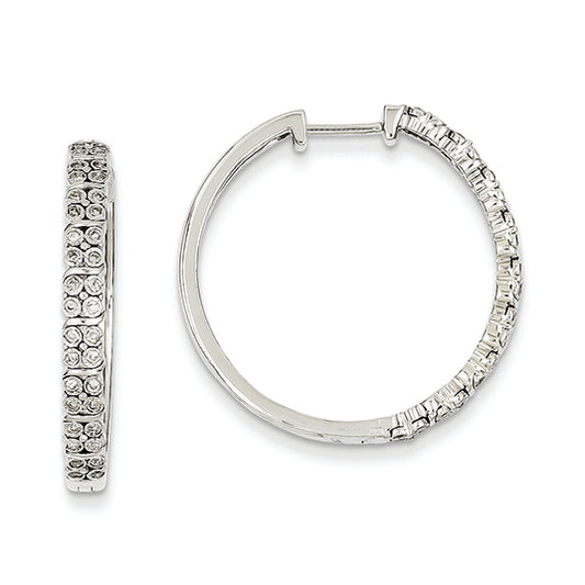 0.3 Carat 14K White Gold Diamond  Hinged Hoop Earrings
