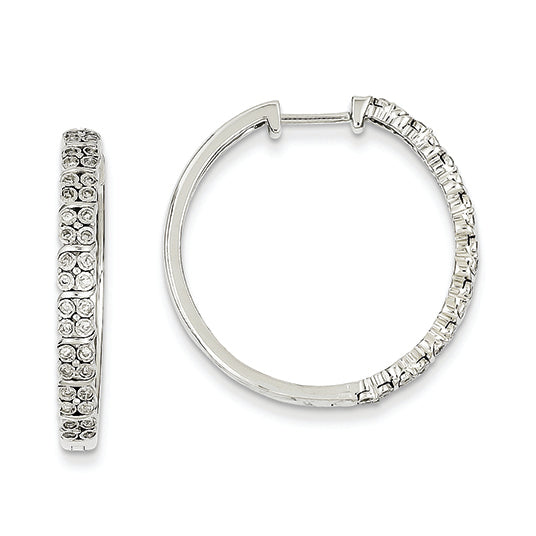 0.3 Carat 14K White Gold Diamond  Hinged Hoop Earrings