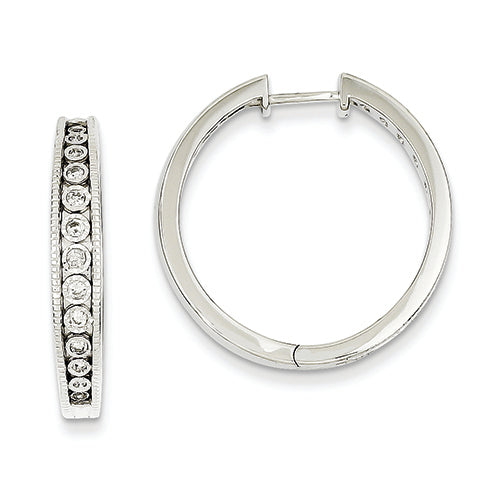 0.3 Carat 14K White Gold Diamond Hinged Hoop Earrings