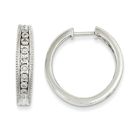 0.2 Carat 14K White Gold Diamond Hinged Hoop Earrings