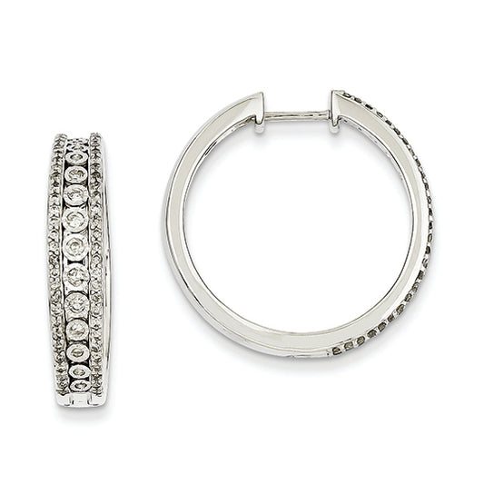 0.8 Carat 14K White Gold Diamond Fancy Hinged Hoop Earrings