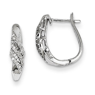 0.2 Carat 14K White Gold 0.2ct Diamond Baguette Swirl Hinged Earrings