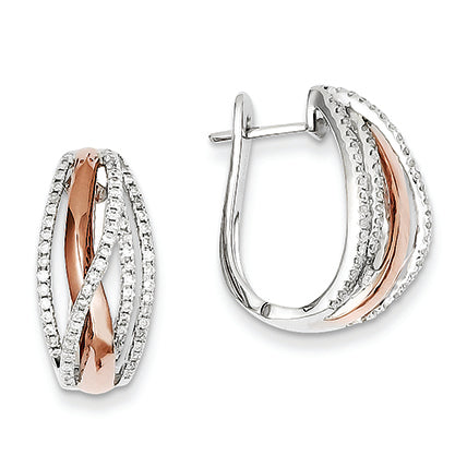 0.5 Carat 14K Gold Two-tone Diamond Hinged Hoop Earrings